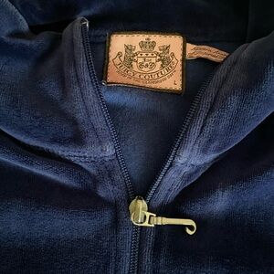 Vintage Juicy Couture Deep Blue Navy Velour Jacket size Small (says Large)